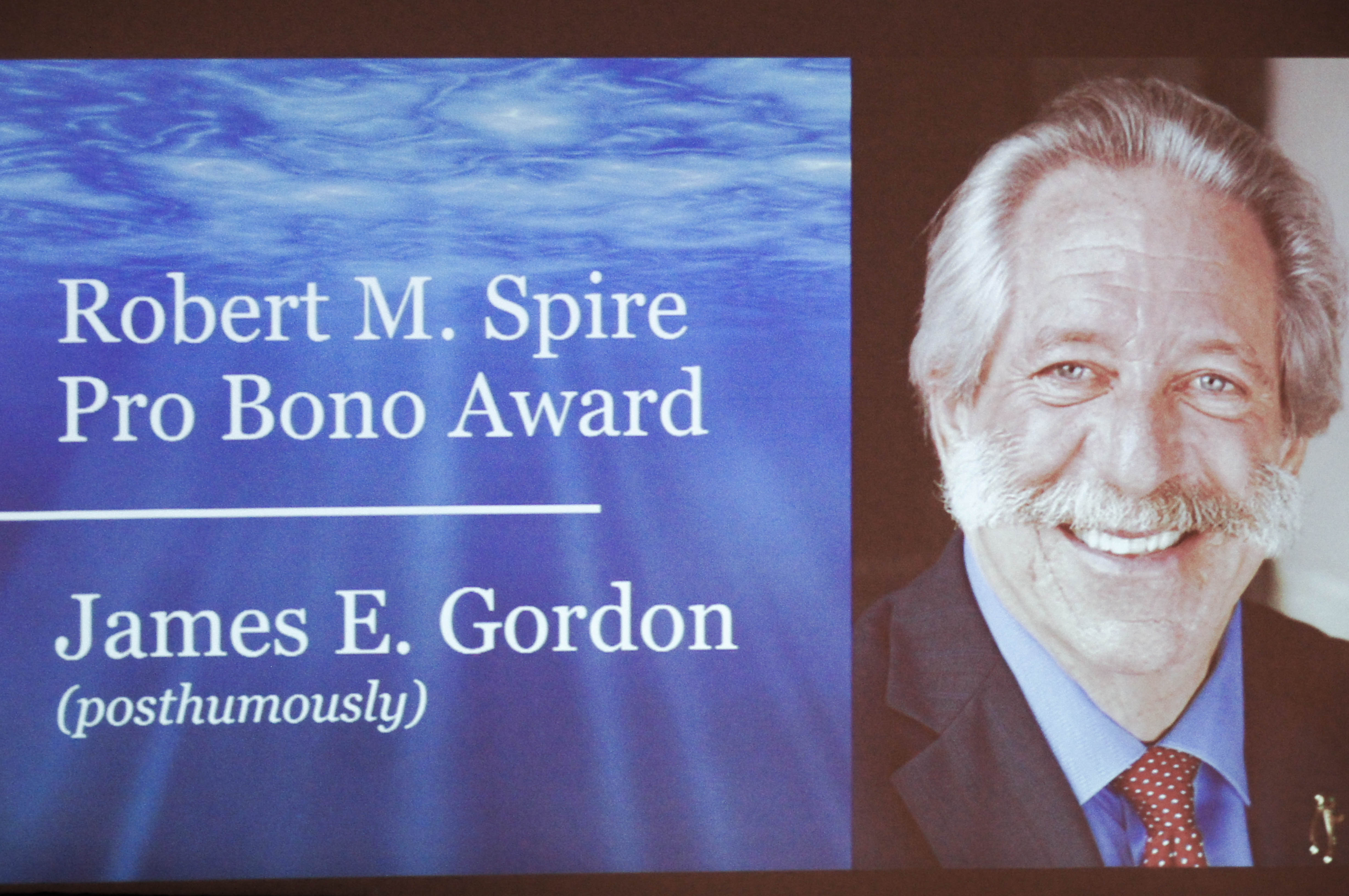 Robert M. Spire Pro Bono Award<br />James E. Gordon, Posthumous<br />(The Daily Record / Jason Huff)