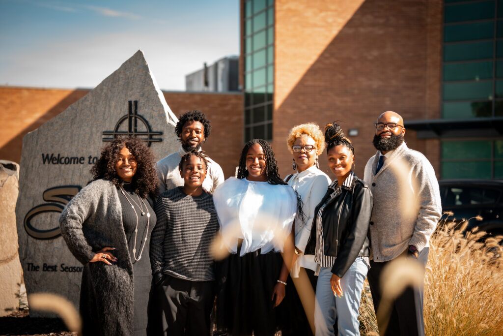 The Dorsey family says it’s been a whirlwind since footage of 12-year-old Jayde (center) singing at a Tim Walz rally blew up online. Overall, they’re grateful for the experience, as well as the support.<br />(Abiola Kosoko / Flatwater Free Press)