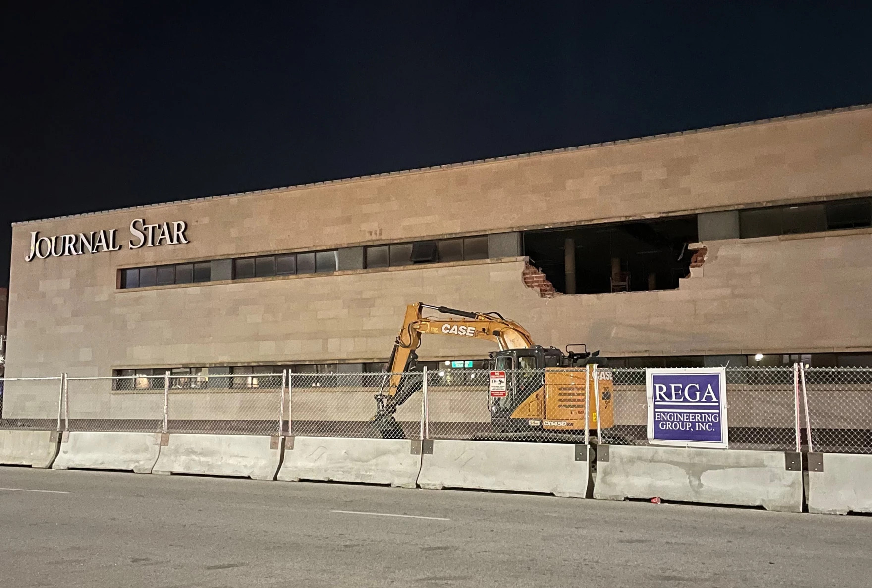 Demolition of the previous Lincoln Journal-Star headquarters got underway in December 2021. In its place stands an apartment complex for University of Nebraska-Lincoln students.<br />(Daniel Wheaton / The Midwest Newsroom)
