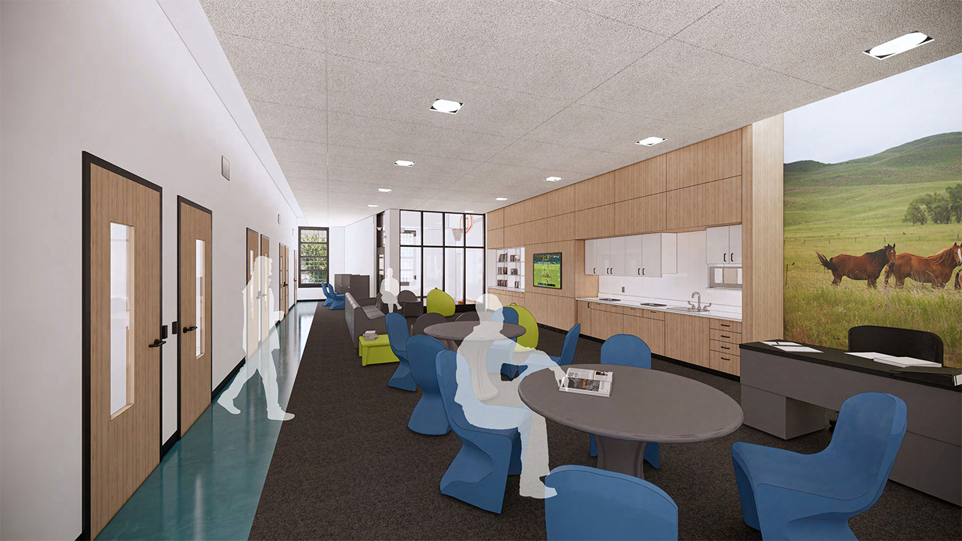 The juvenile detention facility within the project would seek to provide an environment closer to a dorm than a jail. (HDR via Douglas County)