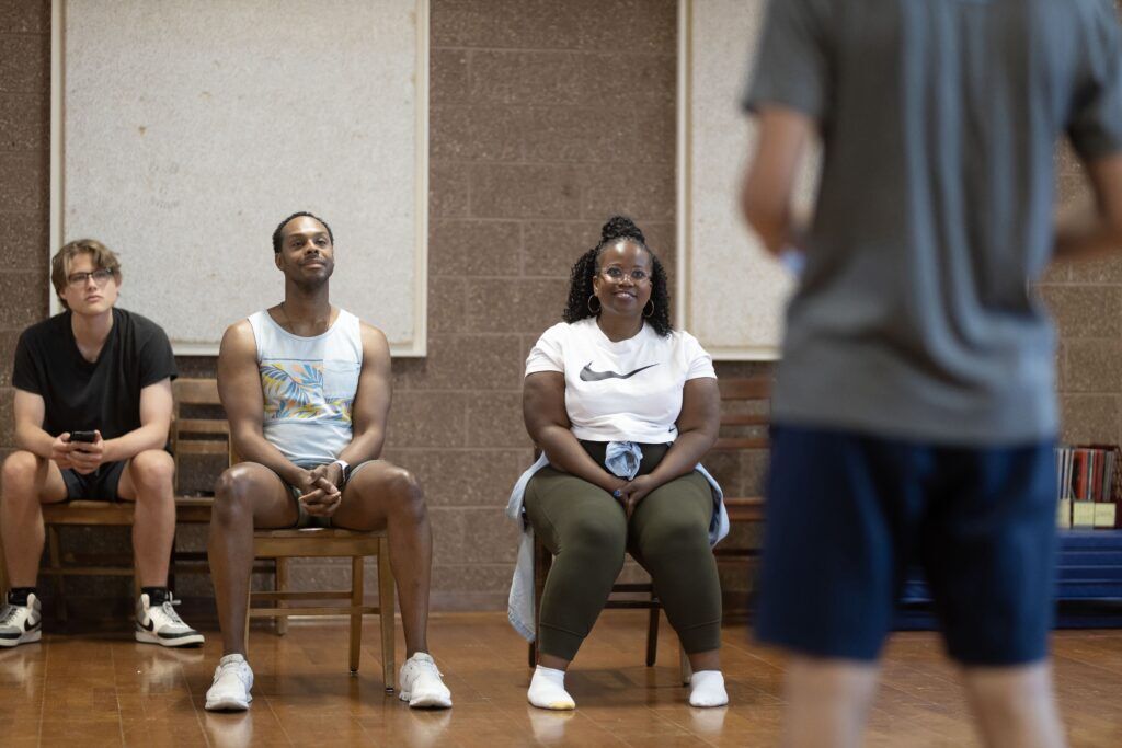Actor Q. Smith and husband Lawrence Stallings, also an actor, conduct a voice and movement workshop during the Summer Musical Theatre Academy at the University of Nebraska at Omaha in June 2023.<br />(Courtesy photo)