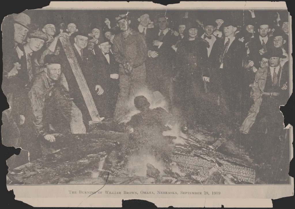 A photo of the lynching and burning of Will Brown republished by the NAACP.<br />(Courtesy of the Library of Congress)