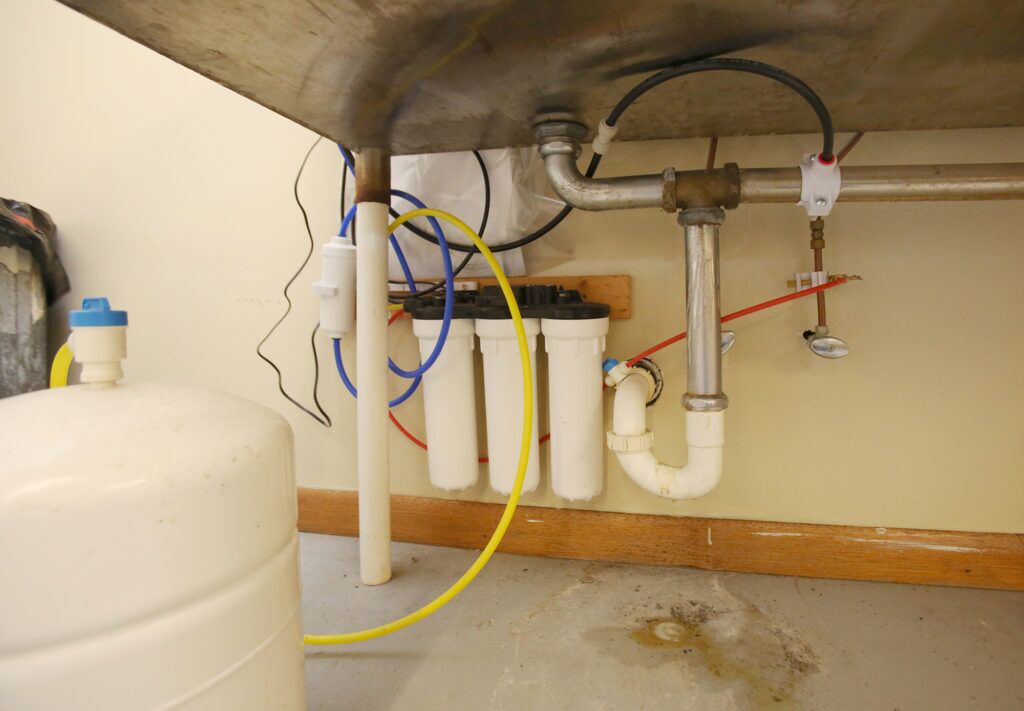 In Prosser, 37 dwellings, including the village hall (shown), are outfitted with reverse osmosis filters to reduce nitrate in drinking water. The town of less than 100 residents has also provided bottled water due to the nitrate levels in the water.<br />(Laura Beahm / Flatwater Free Press)