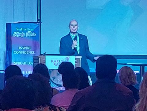 US Senator Pete Ricketts spoke about gun violence and the concerning trend in Washington D.C. He emphasized the importance of supporting law enforcement, reaching out to elected officials, and praying for those impacted by gun violence.<br />(Courtesy of Amber Wood)