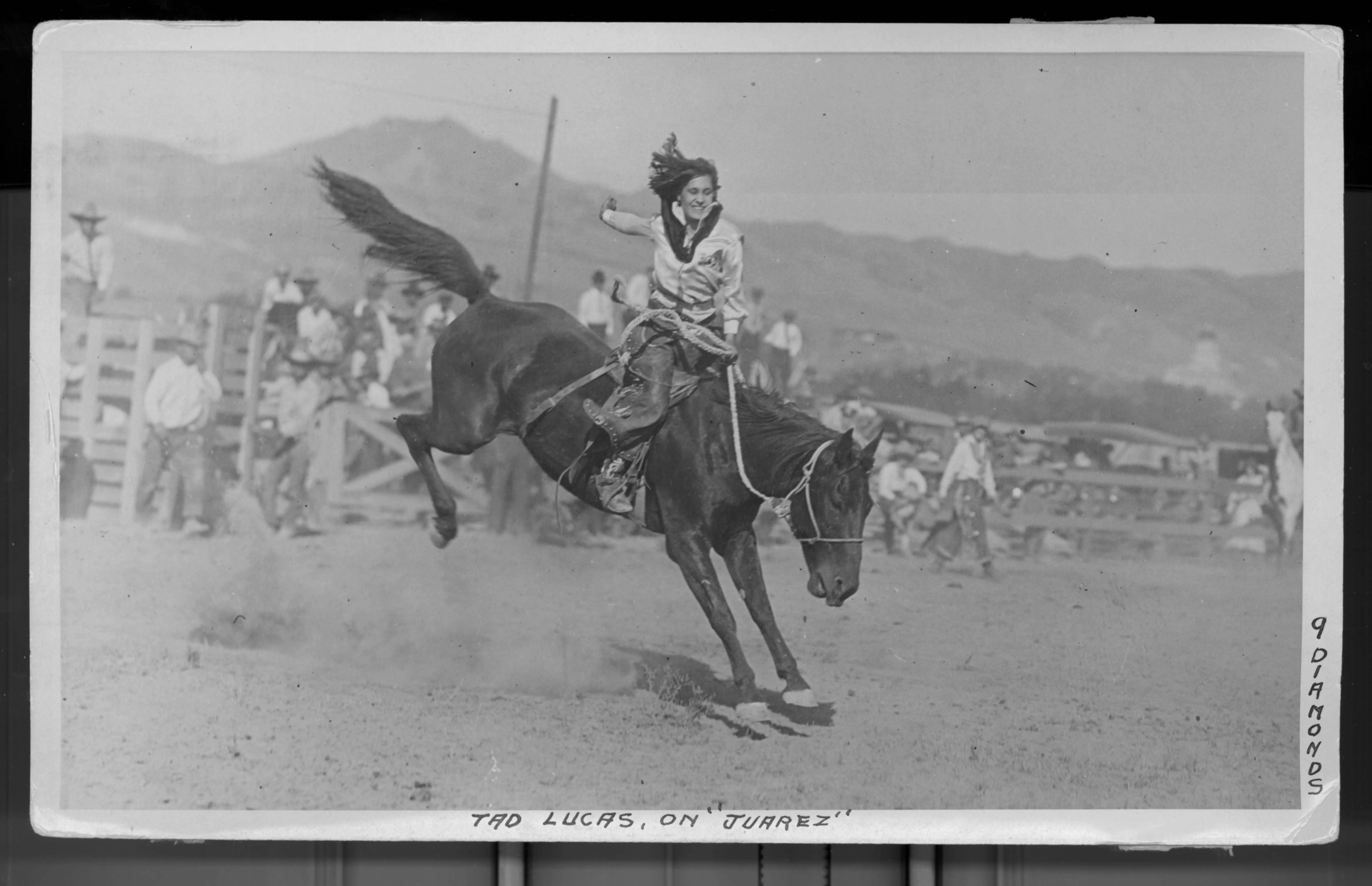 Tad Lucas, seen riding “Juarez” the bronc in 1920, photographed by renowned rodeo photographer Ralph R. Doubleday.<br />(Ralph R. Doubleday / Courtesy of the National Cowboy &amp; Western Heritage Museum)