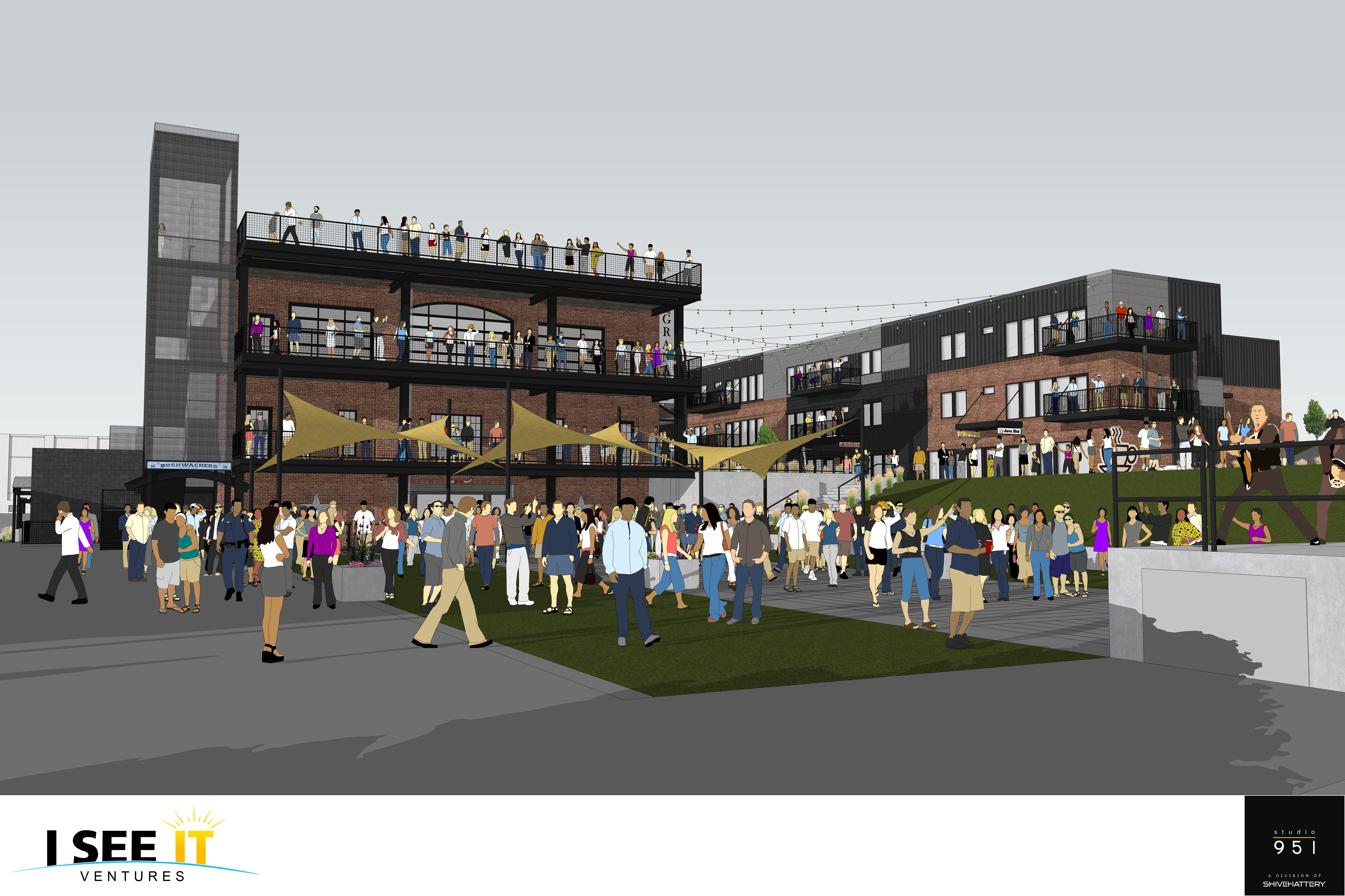 A rendering shows a concept for Ralston’s Granary District. (I See It Ventures via City of Ralston)