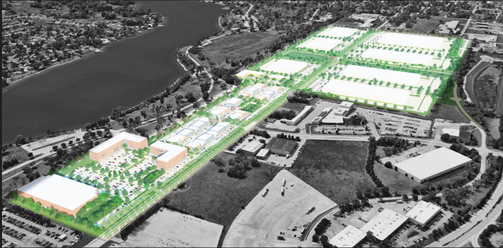Shown here is a 160-acre site west of Eppley Airfield and north of Carter Lake that was identified as the priority site for the business and industrial park fueled by a $90 million state grant.<br />(Courtesy of Lamp Rynearson)