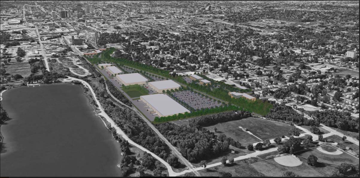 Another site option for an Omaha airport area business park is shown here, west of Carter Lake bounded by Locust Street to the south, 16th Street to the west.<br />(Courtesy of Lamp Rynearson)