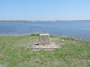 The monument to Hugh Glass, as seen today, at its new location. (Courtesy of Joseph Weixelman)