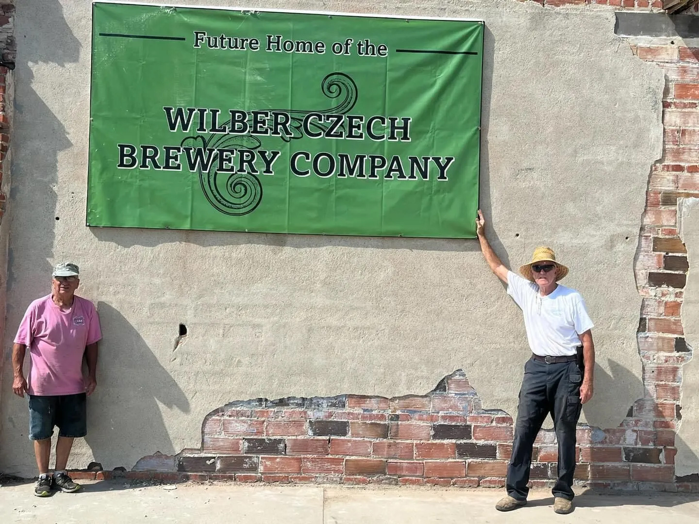 Wilber Czech Brewery Company board members Steve Barnas (left) and Gary Wooten stand at the site of the proposed new brewery.<br />(Kim Anderson / Flatwater Free Press)