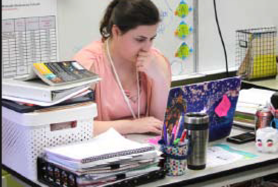 Student teacher Sammie Pollis emulates her mentor. Kim Dickhut’s class also participated in the lawyer’s visit.