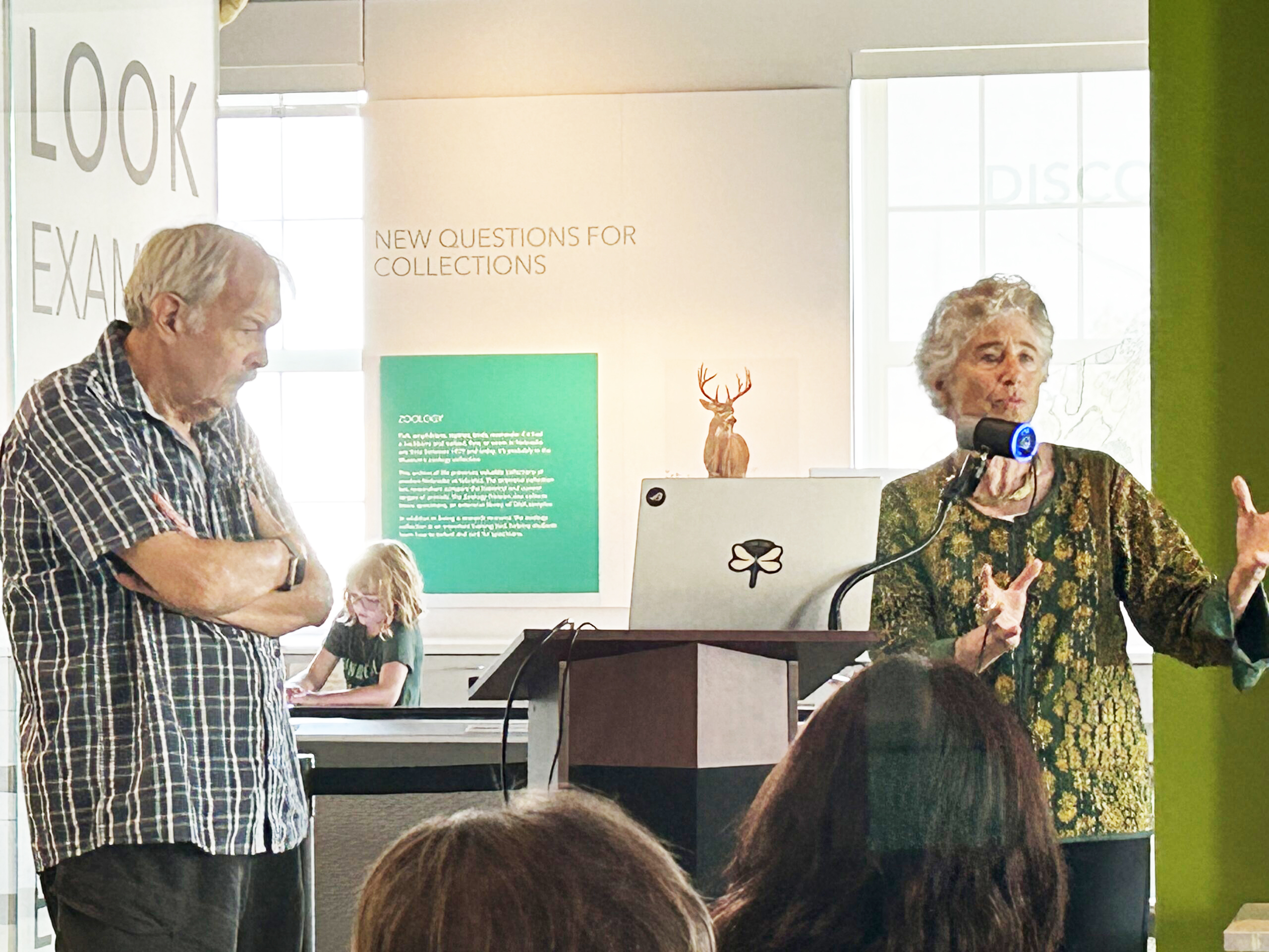 Daniel Brooks (left) and Hillary Brown told an audience at the University of Nebraska-Lincoln that climate change will present an opportunity to repopulate and revive rural towns.<br />(Paul Hammel / Nebraska Examiner)