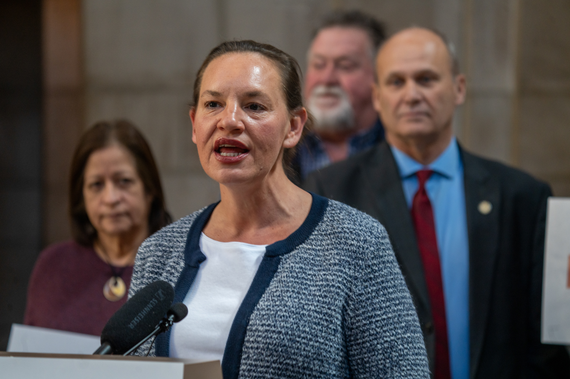 State Sen. Danielle Conrad of Lincoln on Jan. 23, 2025.<br />(Zach Wendling / Nebraska Examiner)