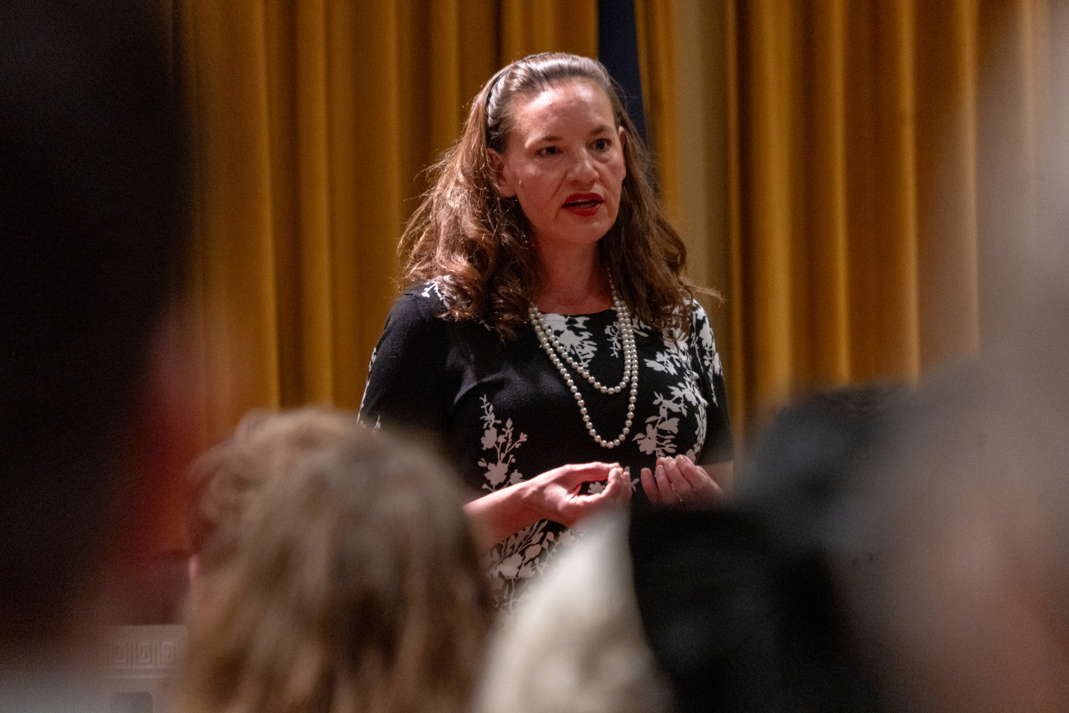 State Sen. Danielle Conrad of Lincoln joins advocates for the University of Nebraska system at the annual, “I Love NU Day” event at the Nebraska State Capitol, March 6, 2024.<br />(Zach Wendling / Nebraska Examiner)