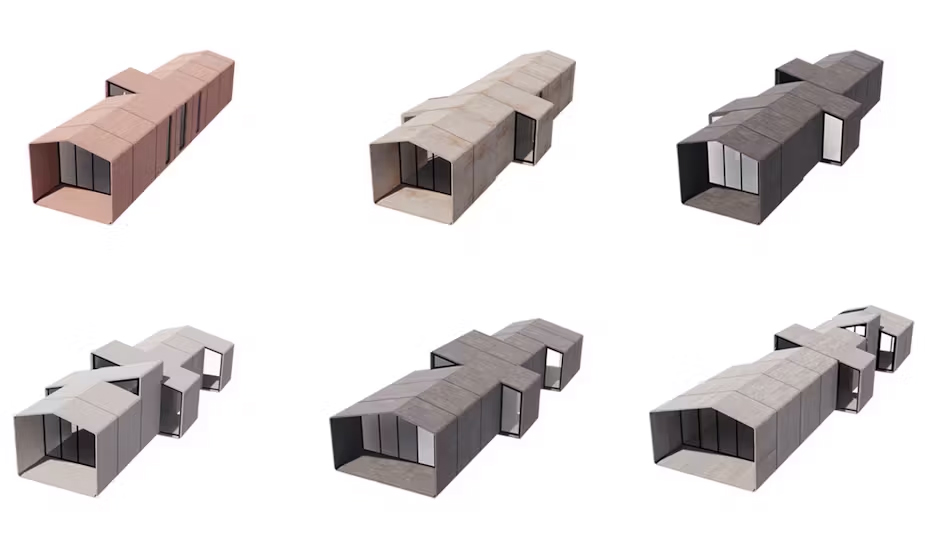 A modular, precast system of concrete ‘rings’ can be connected in different ways to build a range of models of energy-efficient homes.<br />(Pablo Moyano Fernández / The Conversation)