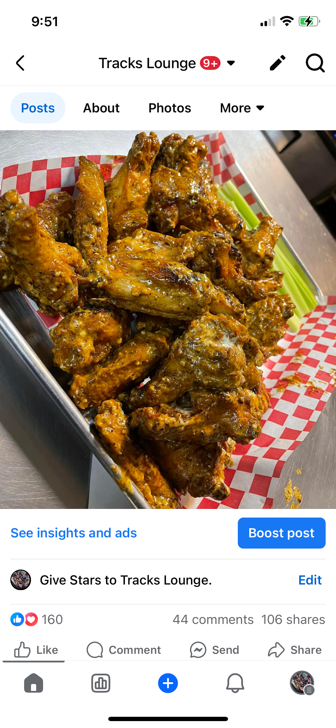 Garlic Parmesan wings.<br />(Courtesy of Tracks Lounge)
