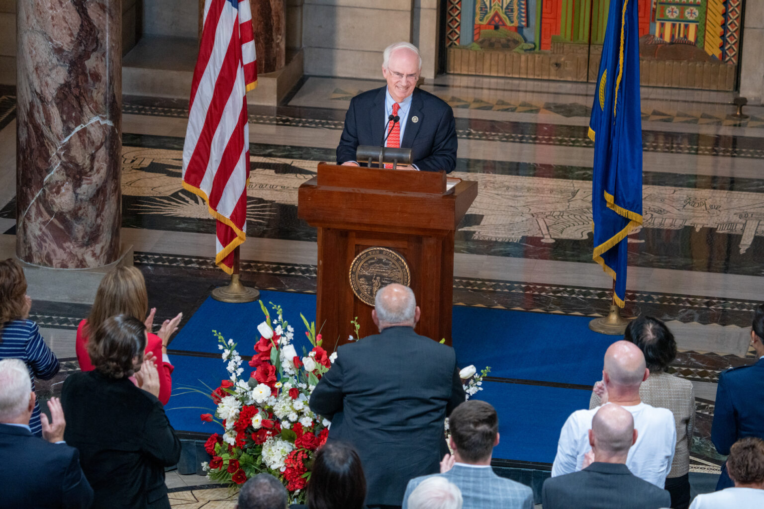 Dr. Jeffrey Gold, president of the University of Nebraska system, gives his first “State of the University” address in the Nebraska State Capitol on Sept. 4, 2025.<br />(Zach Wendling / Nebraska Examiner)