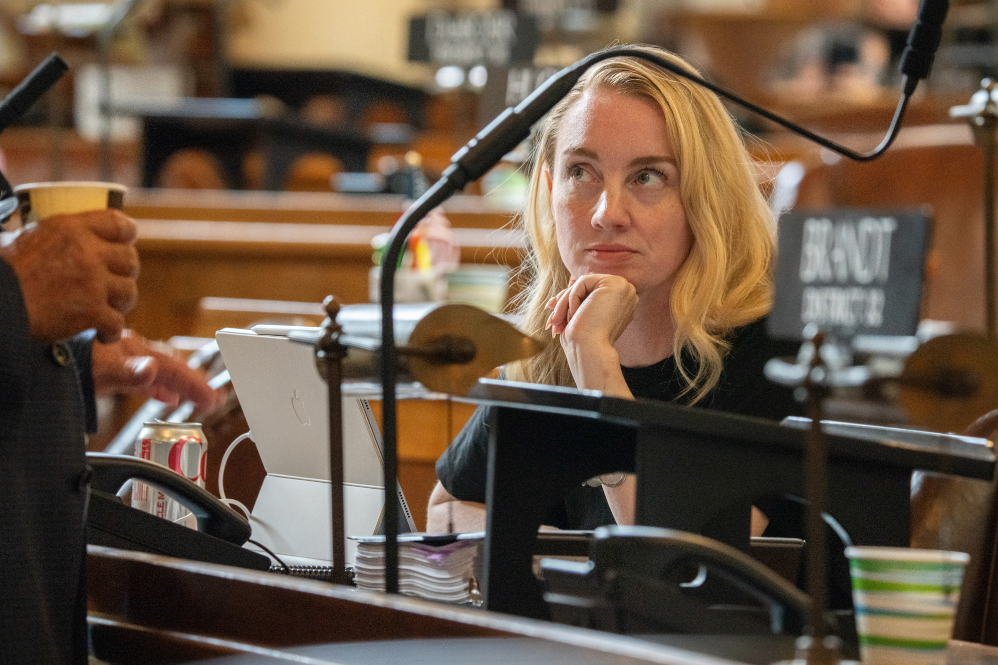 State Sen. Megan Hunt of Omaha. Aug. 8, 2024.<br />(Zach Wendling / Nebraska Examiner)