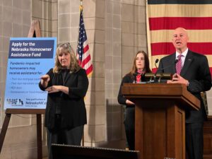 In February 2022, then-Nebraska Gov. Pete Ricketts announced an assistance program for homeowners behind on their mortgage payments and property taxes because of COVID-19.<br />(Aaron Sanderford / Nebraska Examiner)
