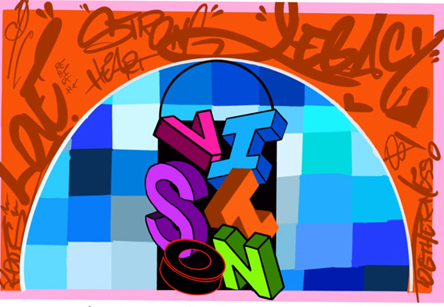 Rendering of mural on the basketball half court at Myott Park.<br />(Courtesy of Frankie Zombie and Habitat for Humanity Omaha)