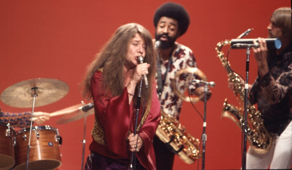 Janis Joplin performs on the Dick Cavett Show on July 18, 1969. Cavett credited Joplin with making his show a destination for popular musicians of the era.<br />(Courtesy of Daphne Productions)