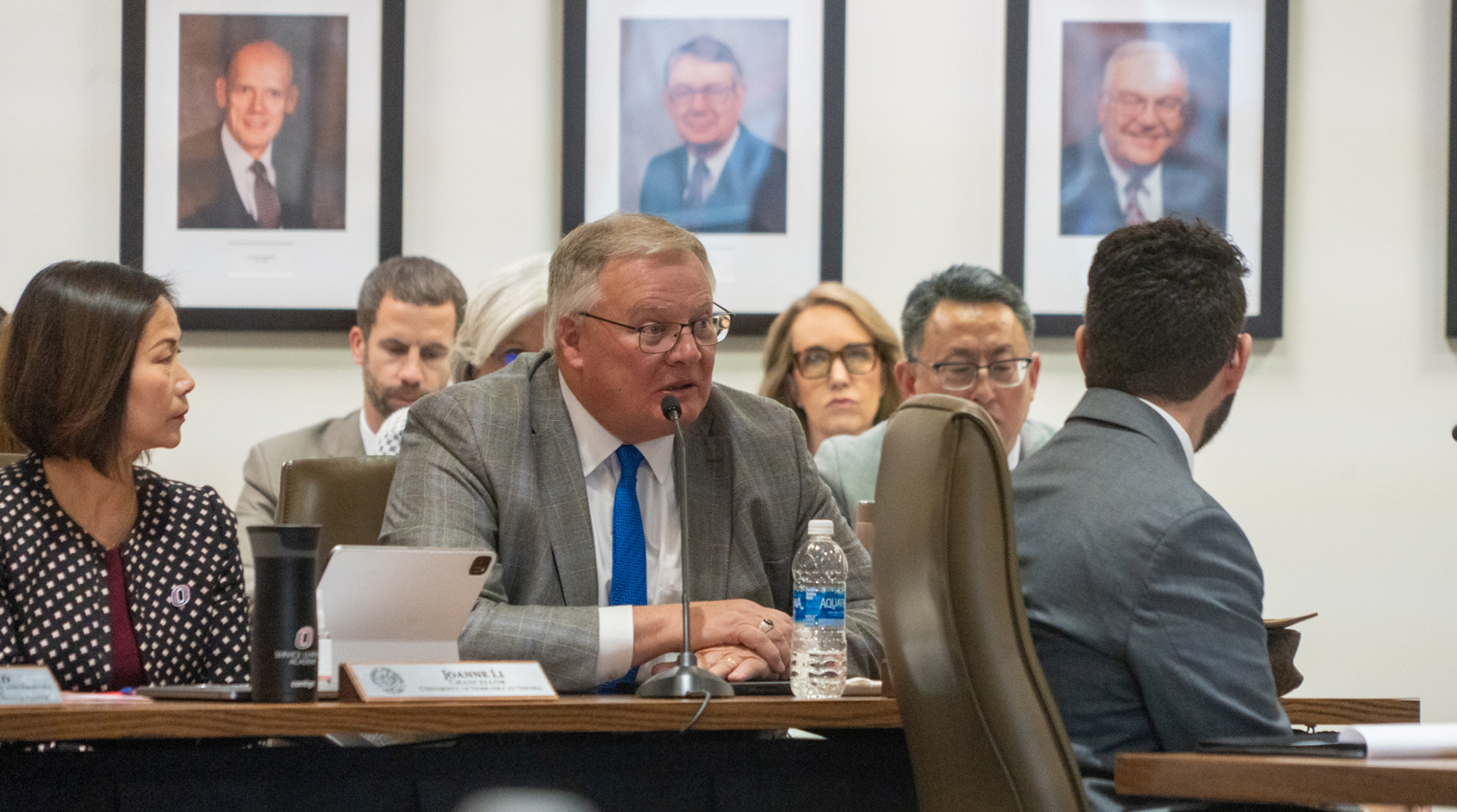 University of Nebraska at Kearney Chancellor Doug Kristensen speaks during an NU Board of Regents meeting Dec. 1, 2023.<br />(Zach Wendling / Nebraska Examiner)
