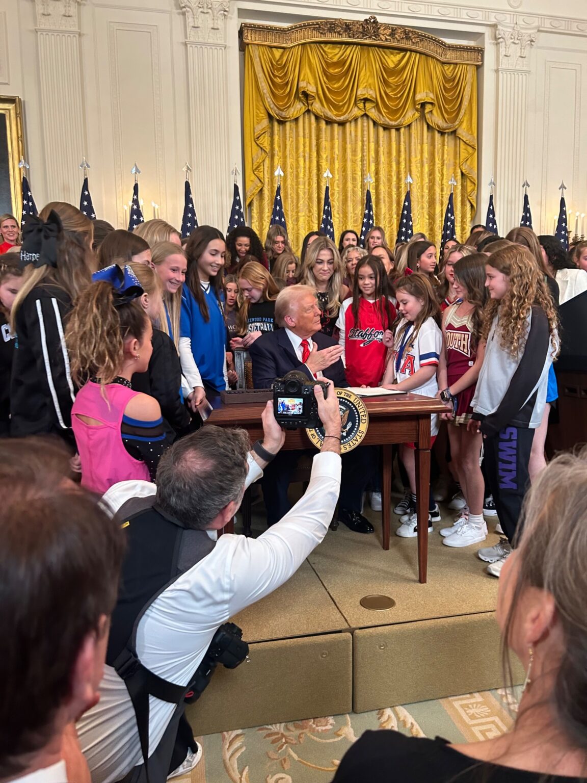 President Donald Trump signs an executive order restricting sports participation in K-12 schools and colleges to a student’s sex at birth and setting up penalties for institutions that do not comply. Nebraska Gov. Jim Pillen, not pictured, was among those in attendance for the ceremony on Feb. 5, 2025.<br />(Courtesy of Office of Gov. Jim Pillen)
