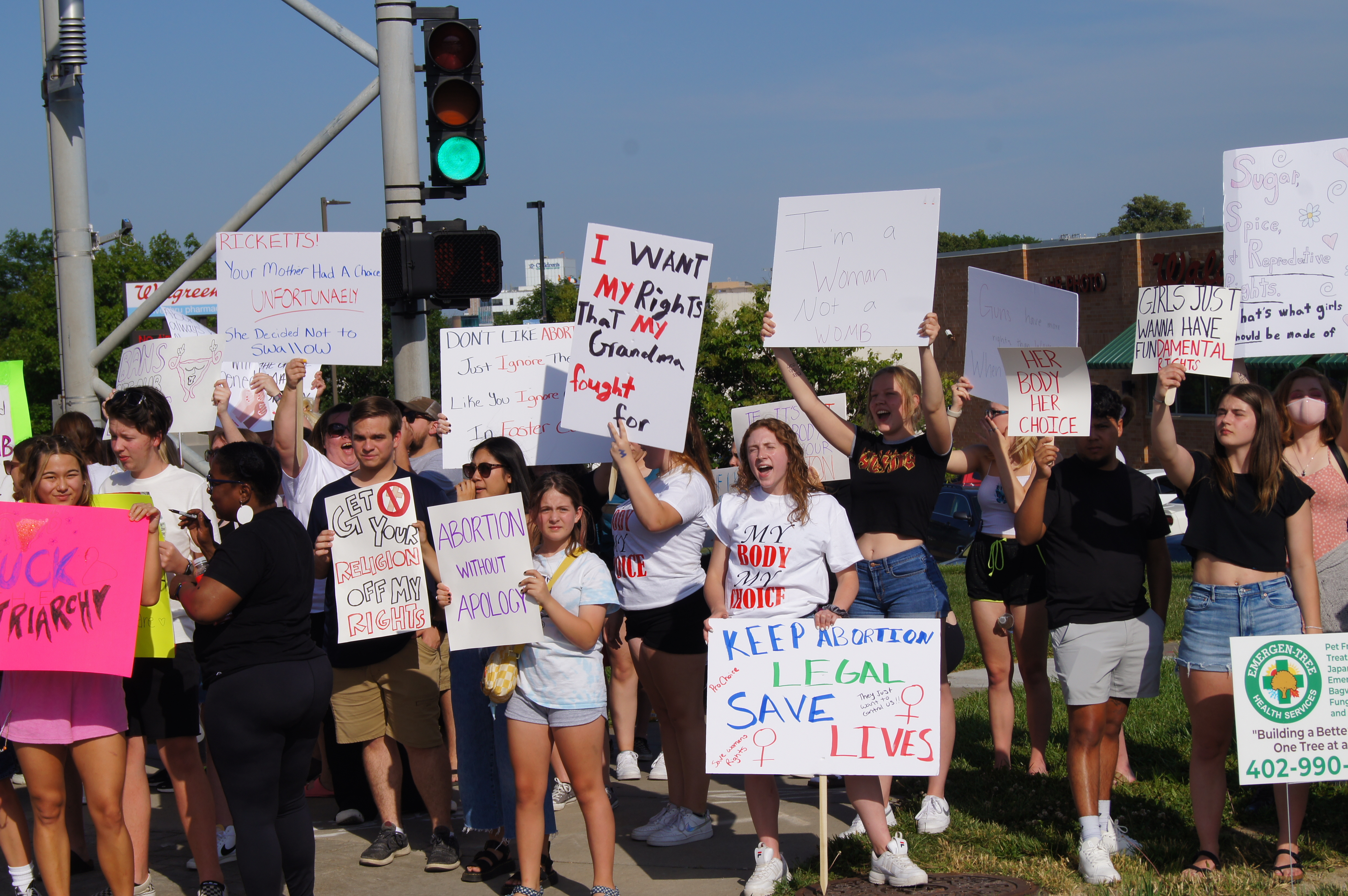 Omahans rally in support of abortion rights last June after the U.S. Supreme Court struck down Roe v. Wade last summer. (Josie Charron / The Daily Record)