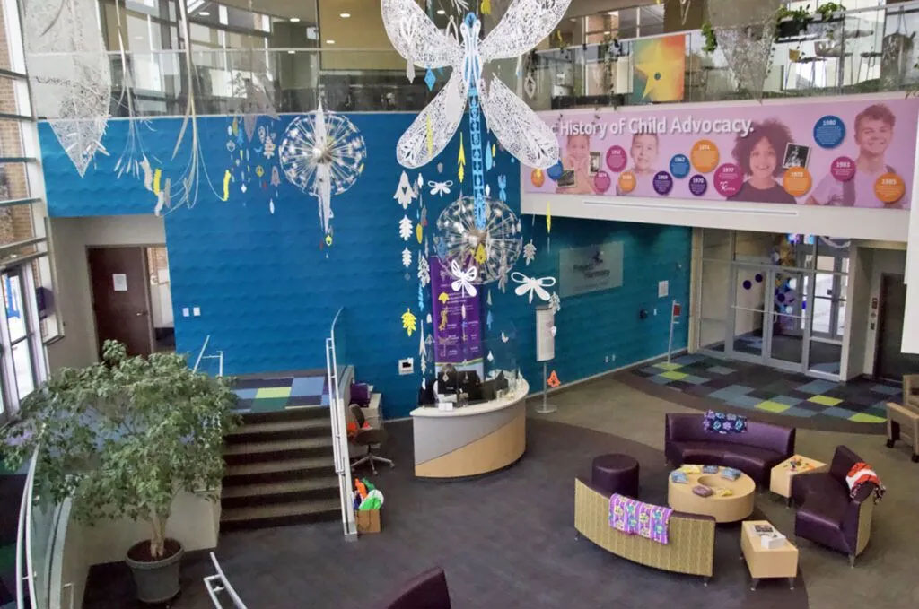 Child advocates, local police and federal agents who collaborate on sex trafficking cases share office space at Project Harmony’s headquarters in west Omaha.<br />(Jeremy Turley / Flatwater Free Press)