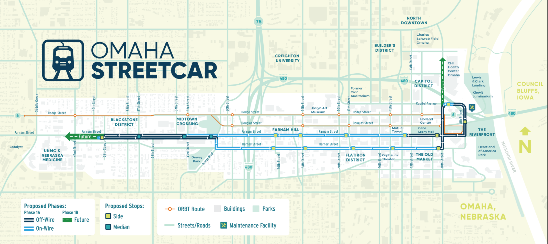 Omaha Streetcar route.<br />(Courtesy of Omaha Streetcar Authority)