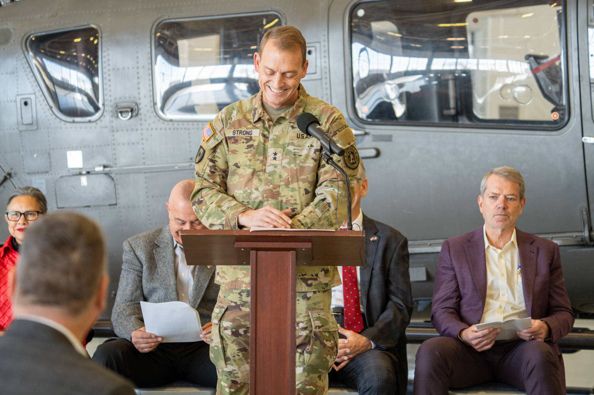 Adj. Gen. Craig Strong, who oversees the Nebraska National Guard and Nebraska Emergency Management Agency, speaks at a news conference to celebrate four bills meant to improve Guard recruitment and retention, Dec. 10, 2024.<br />(Zach Wendling / Nebraska Examiner)