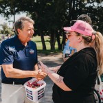 Brinker Harding, Republican candidate for Nebraska’s 2nd Congressional District, walks in a parade Aug. 22 in Waterloo.
(Courtesy photo via Flatwater Free Press)