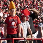 Husker fans react during the Nebraska-Maryland game on Oct. 3. The Huskers trailed 16-7 and 23-14 in the first half before pulling away and winning 48-23. 
(Lily Smith / Flatwater Free Press)
