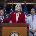 Rep. Katherine Clark, D-Mass., the House minority whip (center).
(J. Scott Applewhite / AP Photo)