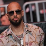 Andrew Tate arrives before President Donald Trump to attend UFC 327 at Kaseya Center, Saturday, April 11, 2026, in Miami. 
(Julia Demaree Nikhinson / AP Photo, Pool)