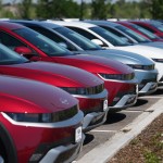 Unsold 2026 Ioniq 5 electric cars sit on display at a Hyundai dealership Friday, June 26, 2026, in Highlands Ranch, Colo. 
(David Zalubowski / AP Photo)