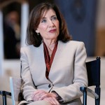 New York Governor Kathy Hochul participates in a ribbon cutting ceremony at the new JPMorgan Chase offices in New York, Oct. 21, 2025. 
(Seth Wenig / AP Photo)