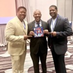 Mayor-elect John Ewing with Anthony and Anton Downing at the Reignite2Unite developer symposium, at which all three spoke. 
(Courtesy of Erin Grace)