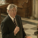 Attorney J.L. Spray of Lincoln argues before the Nebraska Supreme Court on Sept. 30, 2026.
(Screenshot of Nebraska Public Media livestream by
Zach Wendling / Nebraska Examiner)