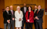 Douglas County Commissioners. From Left to Right: P.J. Morgan (#4), Mike Friend (#7), Mary Ann Borgesen (#6), Chris Rodgers (#3), Maureen Boyle (#5), Roger Garcia (#1), James Cavanaugh (#2).