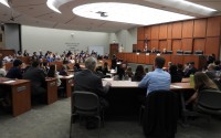 A packed Gross Appellate Courtroom watched Creighton’s Moot Court finals. (Tim Trudell / The Daily Record)