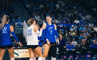 Creighton University’s Norah Sis flashes a grin during a 2024 match.The Bluejays went 29-2 and secured a No. 2 seed in the NCAA Women’s Volleyball Championship. 
(Justin Kreutzian / Courtesy of Creighton Athletics)