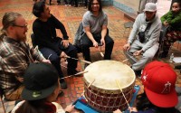 Members of the Bluebird Cultural Initiative demonstrate their traditional drum and singing skills. 
(Tim Trudell / The Daily Record)