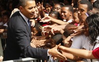 President Barack Obama visits the Dr. Martin Luther King Charter School in the Lower 9th Ward of New Orleans, La., Thursday, Oct. 15, 2009. 
(Gerald Herbert / AP Photo)