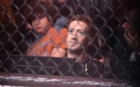 Mark Zuckerberg watches a bout between Robert Whittaker and Paulo Costa during their middleweight bout at the UFC 298 mixed martial arts event Saturday, Feb. 17, 2024, in Anaheim, Calif. 
(Mark J. Terrill / AP Photo)