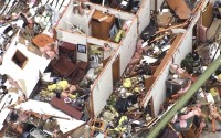 This image taken from video provided by KOCO shows damage caused by a tornado in Sulphur, Okla., Sunday, April 28, 2024. 
(KOCO via AP)
