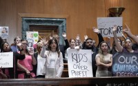 Victims and survivors of abused and neglected youth at residential treatment facilities (RTFs) and advocates, hold a news conference on the need for Congress to act to protect children and reform RTFs, Wednesday, June 12, 2024, on Capitol Hill in Washington. 
(Mariam Zuhaib / AP Photo)