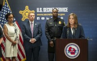 U.S. Secret Service Director Kimberly Cheatle speaks during a Republican National Convention security news conference Friday, June 21, 2024, in Milwaukee. 
(Andy Manis / AP Photo)