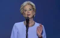 Linda McMahon, Trump’s pick to be the next education secretary, speaking during the Republican National Convention on Thursday, July 18, 2024, in Milwaukee. 
(J. Scott Applewhite / AP Photo)