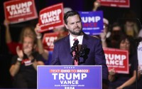 Republican vice presidential candidate Sen. JD Vance, R-Ohio, speaks during a rally in his home town of Middletown, Ohio, July 22, 2024. 
(Paul Vernon / AP Photo)